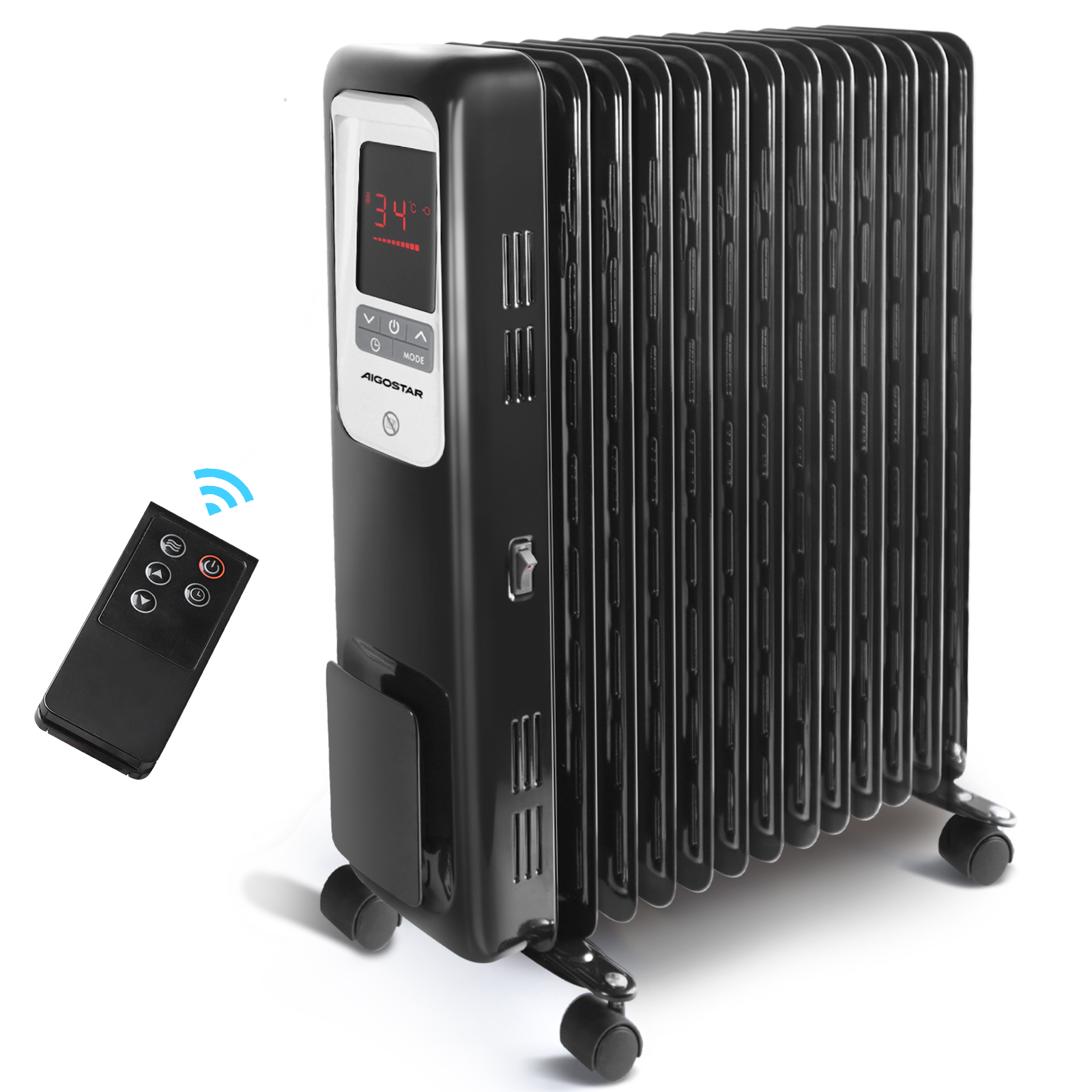 Radiador de aceite, 2500 w, 13 elementos，pantalla de control LED, Aigostar