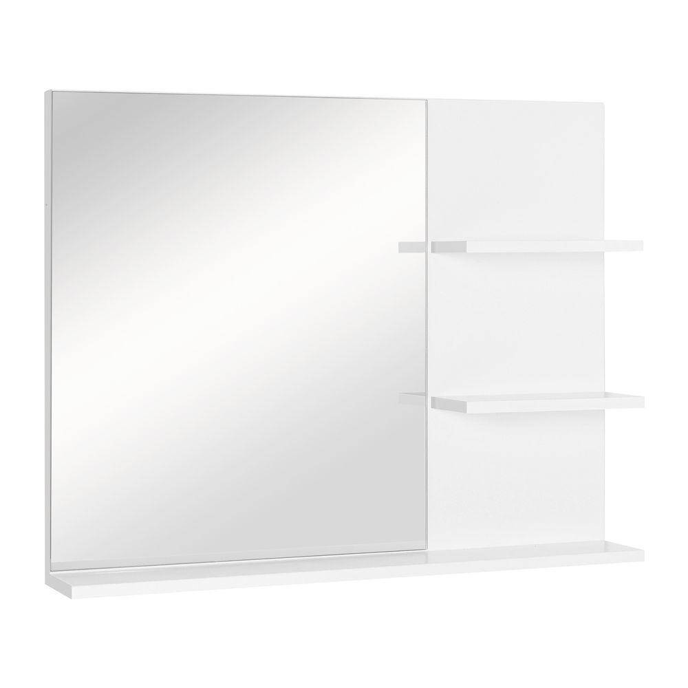 Espejo de pared 60x10x48 cm mdf, espejo color blanco kleankin, hogar - baño