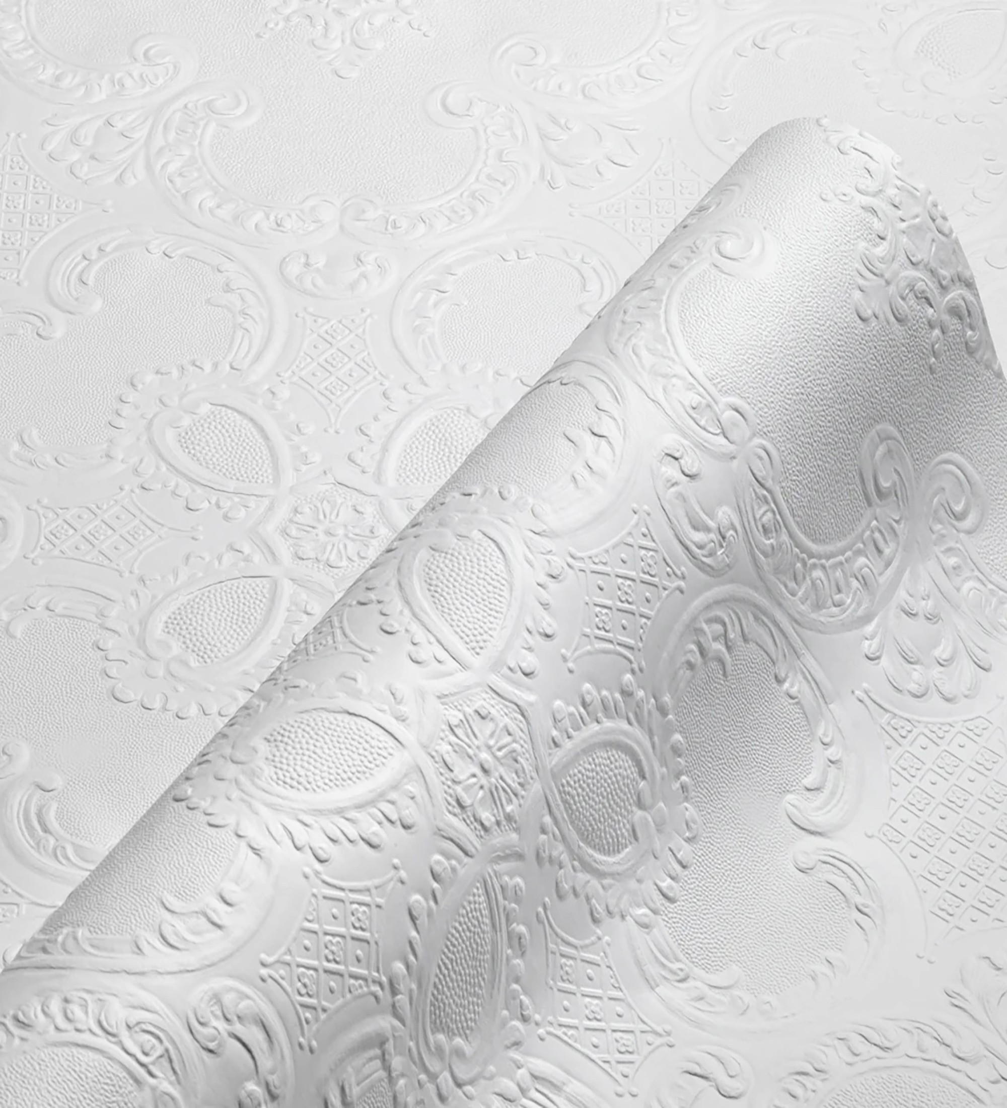Papel pintado gaulan repintable lavable damasco blanco con 5.23m²