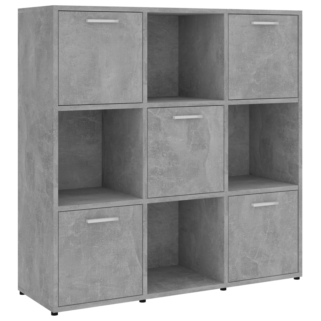 vidaXL estantería madera contrachapada gris hormigón 90x30x90 cm