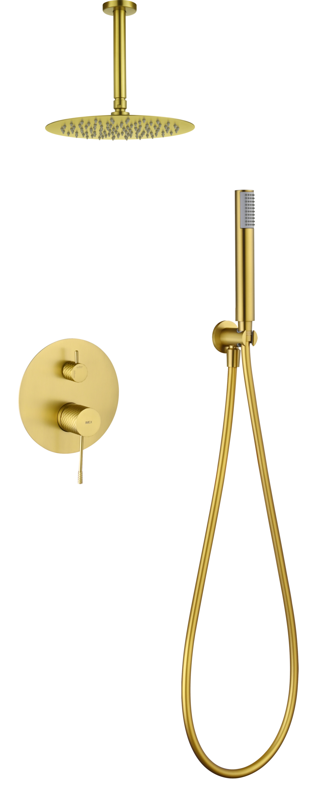 Conjunto ducha monomando empotrado piamonte oro cepillado [ imex® ]