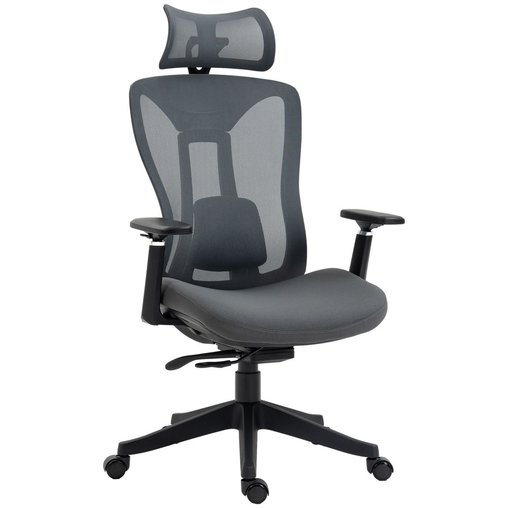 Silla de oficina 70x66x128 cm malla color gris vinsetto