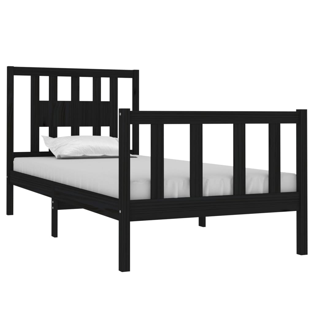 vidaXL estructura de cama individual pequeña sin colchón madera negro