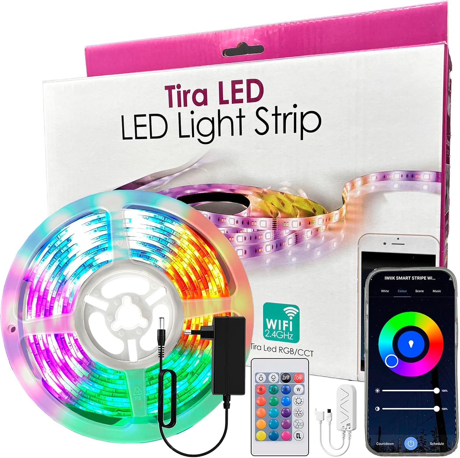Tira LED inteligente Wi-Fi smart 24w 5m regulable ip65, app tuya