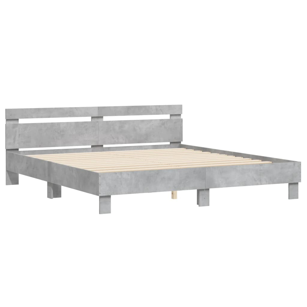 vidaXL cama con cabecero madera de ingeniería gris hormigón 180x200 cm