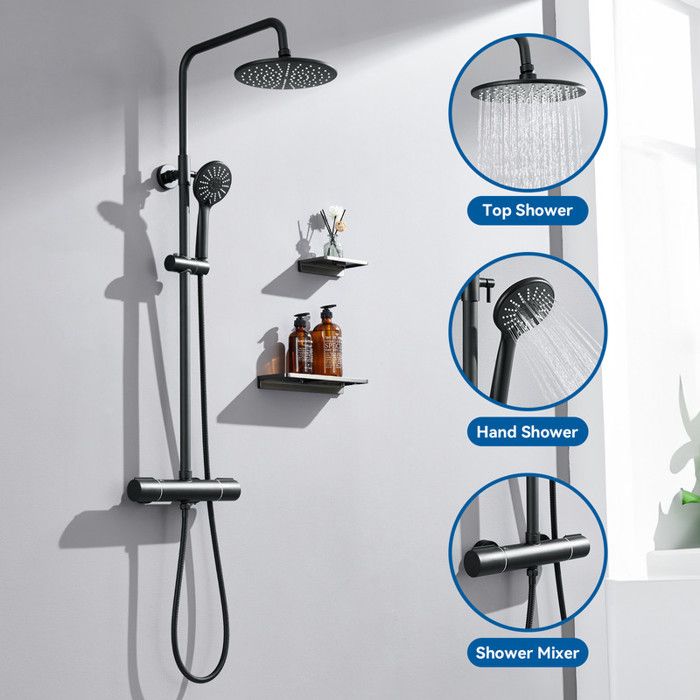 Columna de ducha termostática - acero inoxidable - mezclador - ducha de man