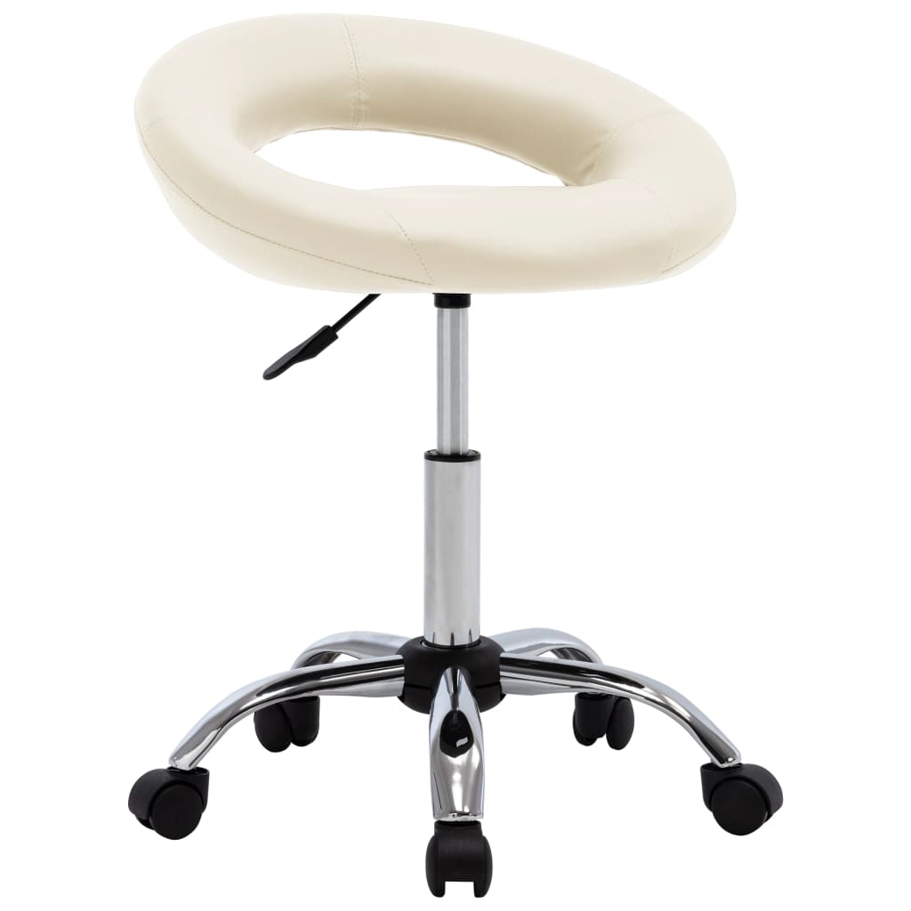 vidaXL silla de trabajo con ruedas cuero sintético crema
