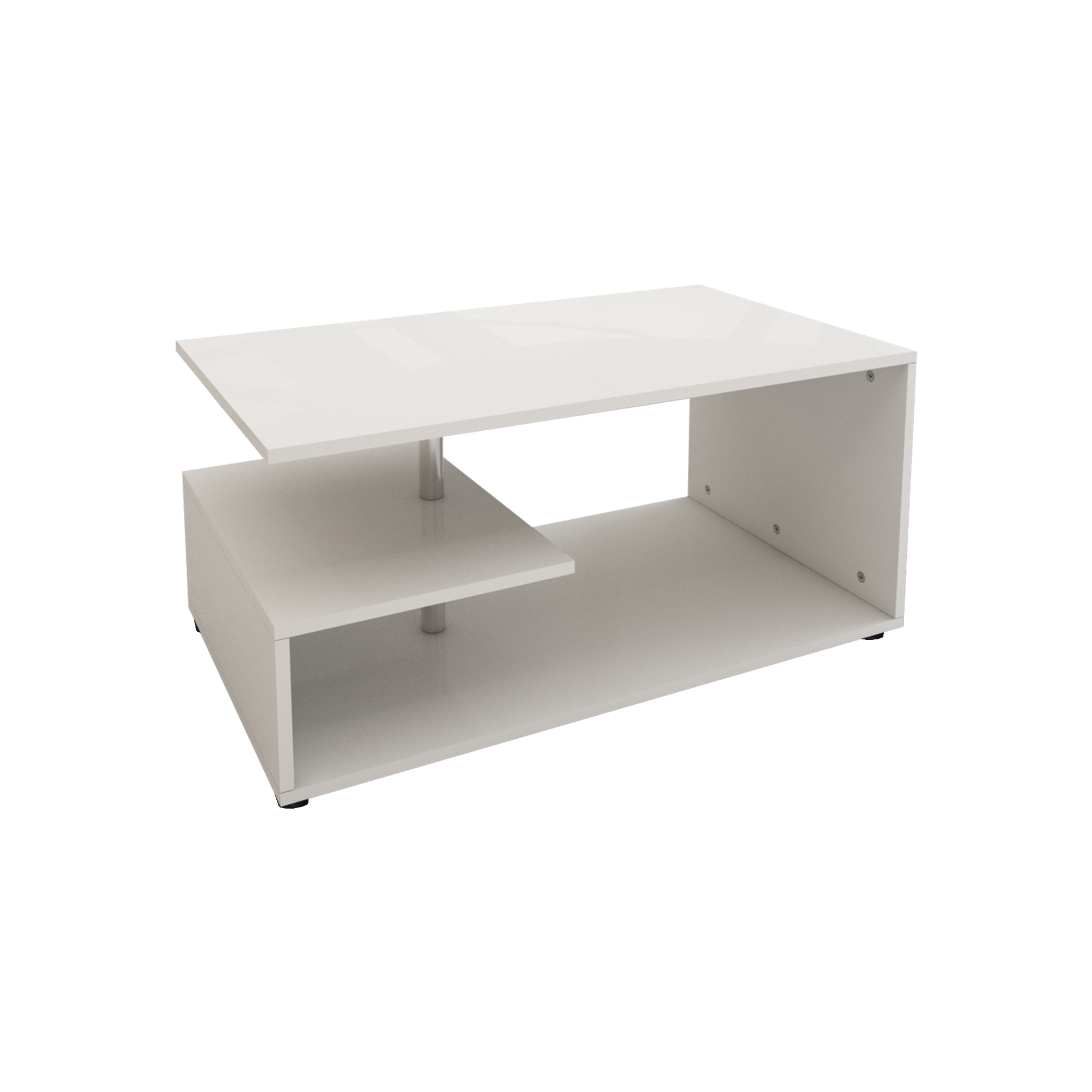 Mesa de centro con estantes 3 estantes 91x41x52,6cm blanco ecd germany