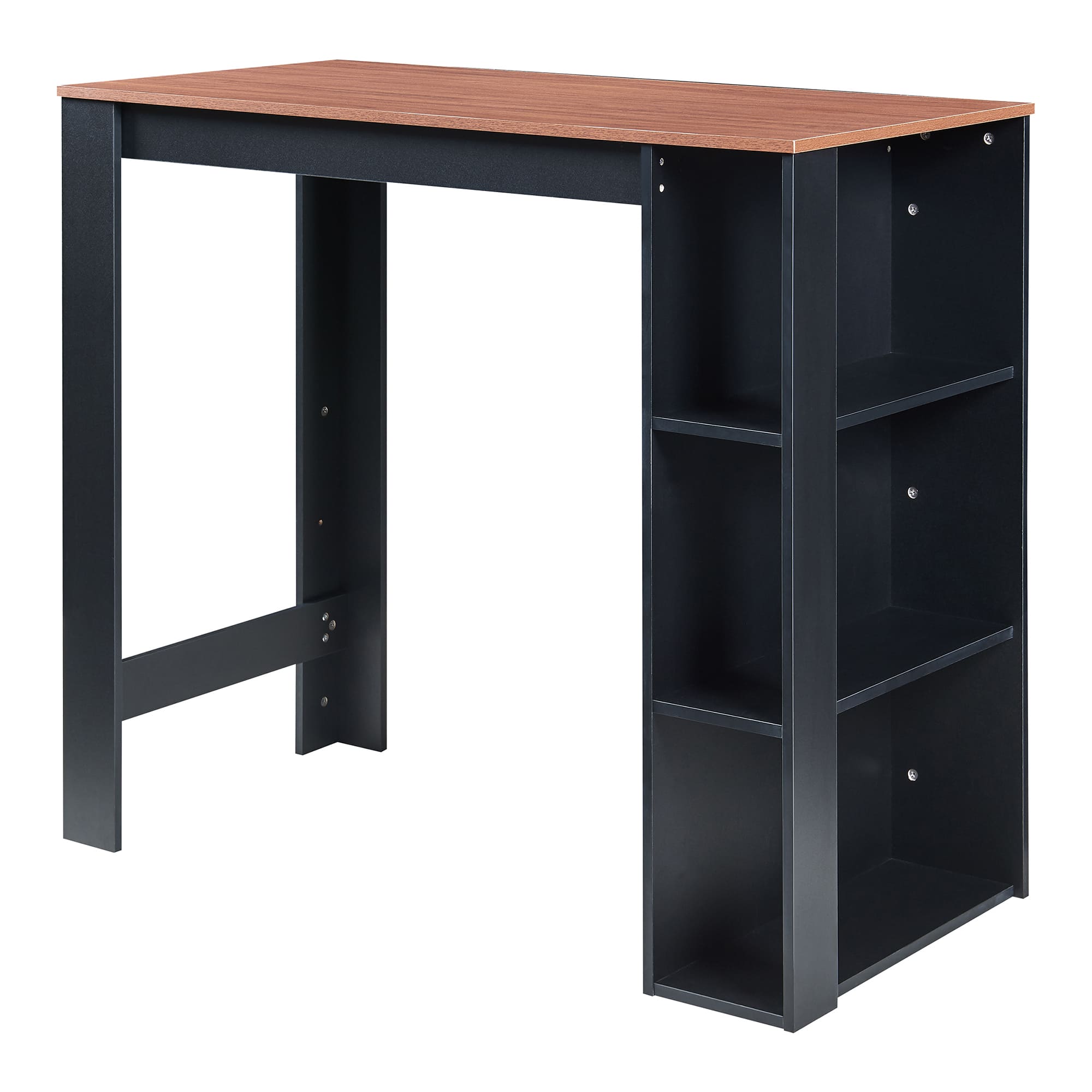 Mesa de bar danderyd con 3 estantes aglomerado 120x60x106 cm negro / nogal