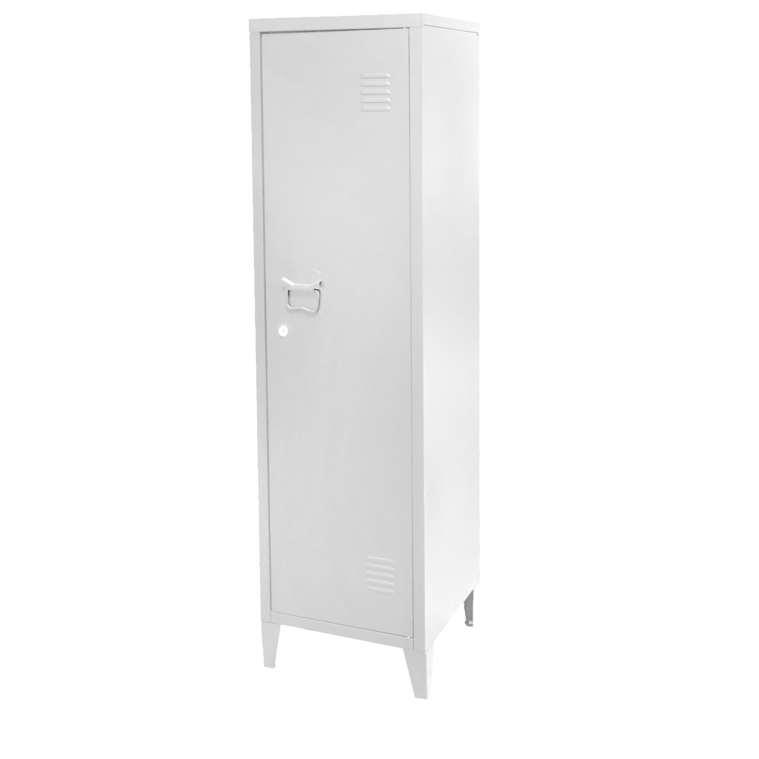 Casillero de oficina blanco con 1 puerta, estilo industrial - dimensiones 3