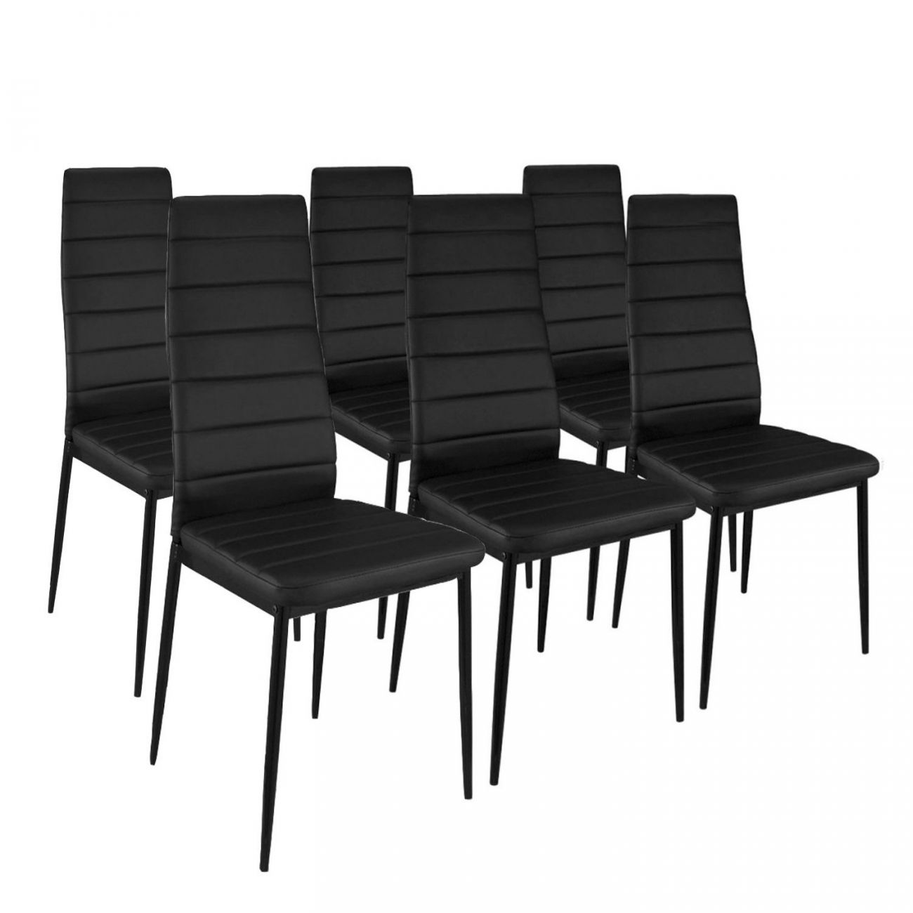 Pack 6 sillas de comedor símil piel 44x42 cm emi negro