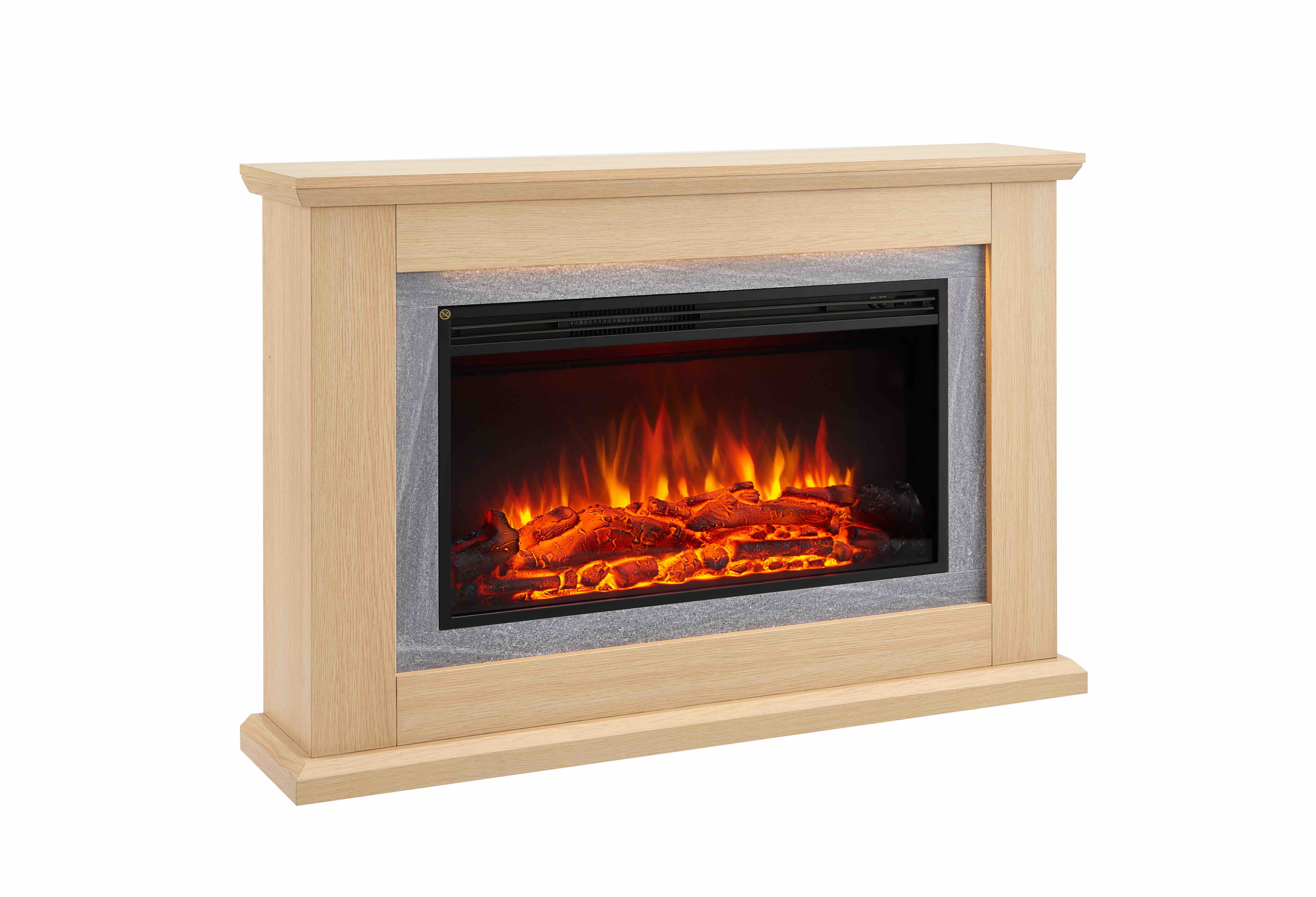 Chimenea eléctrica BALDERIA Xenia - de pie con calefacción - roble claro