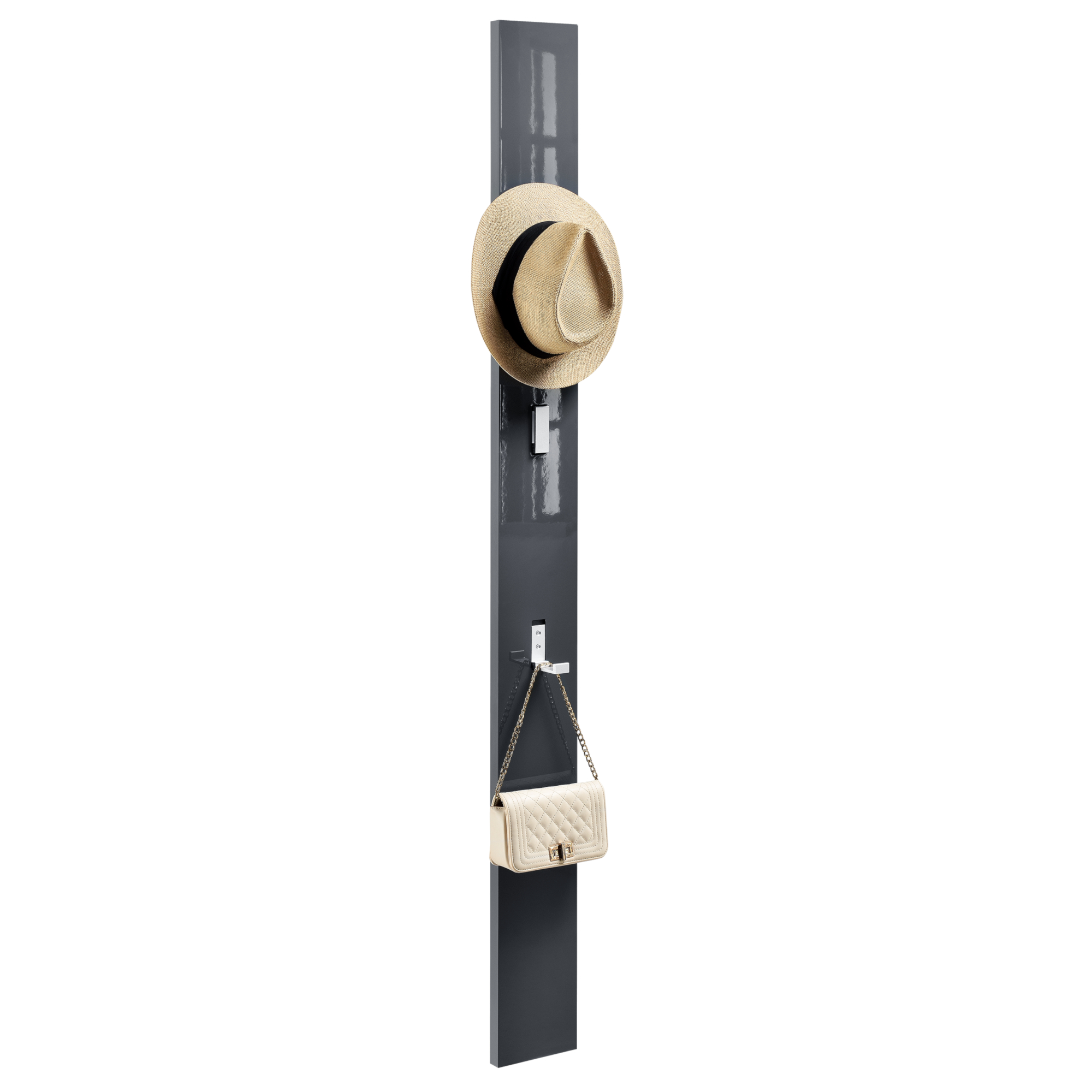 Perchero de pared hansnes con 3 ganchos abatibles 165x15 cm gris [en.casa]