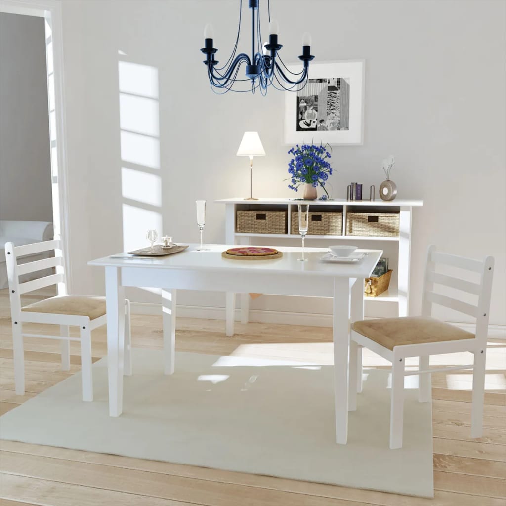 Sillas de comedor 2 uds madera maciza caucho terciopelo blanco qweo6935