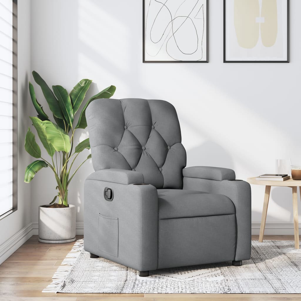 Sillón reclinable de tela gris claro qweo7037