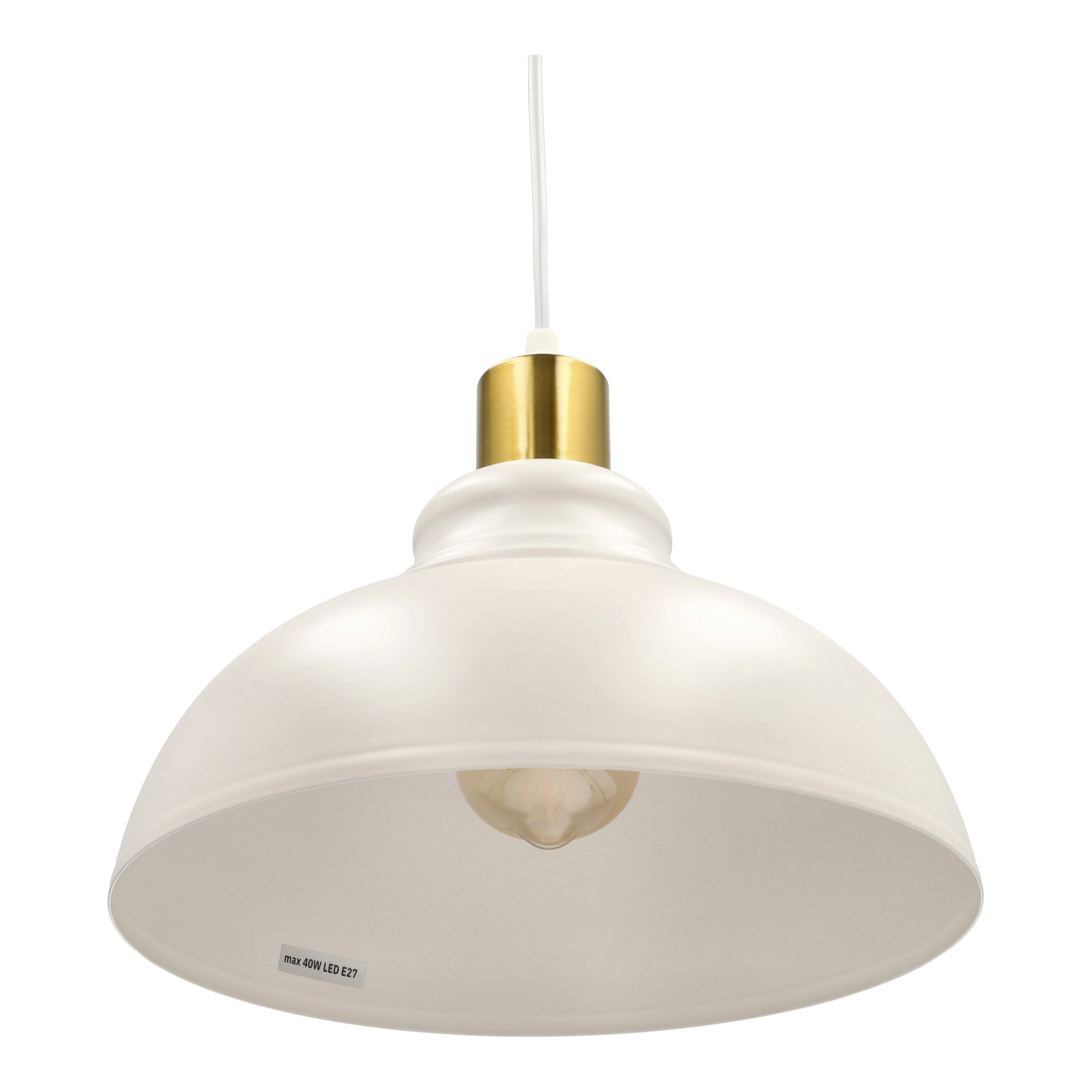 Lámpara coLGante de metal, diámetro 29cm. Para bombilla E27. Color blanco