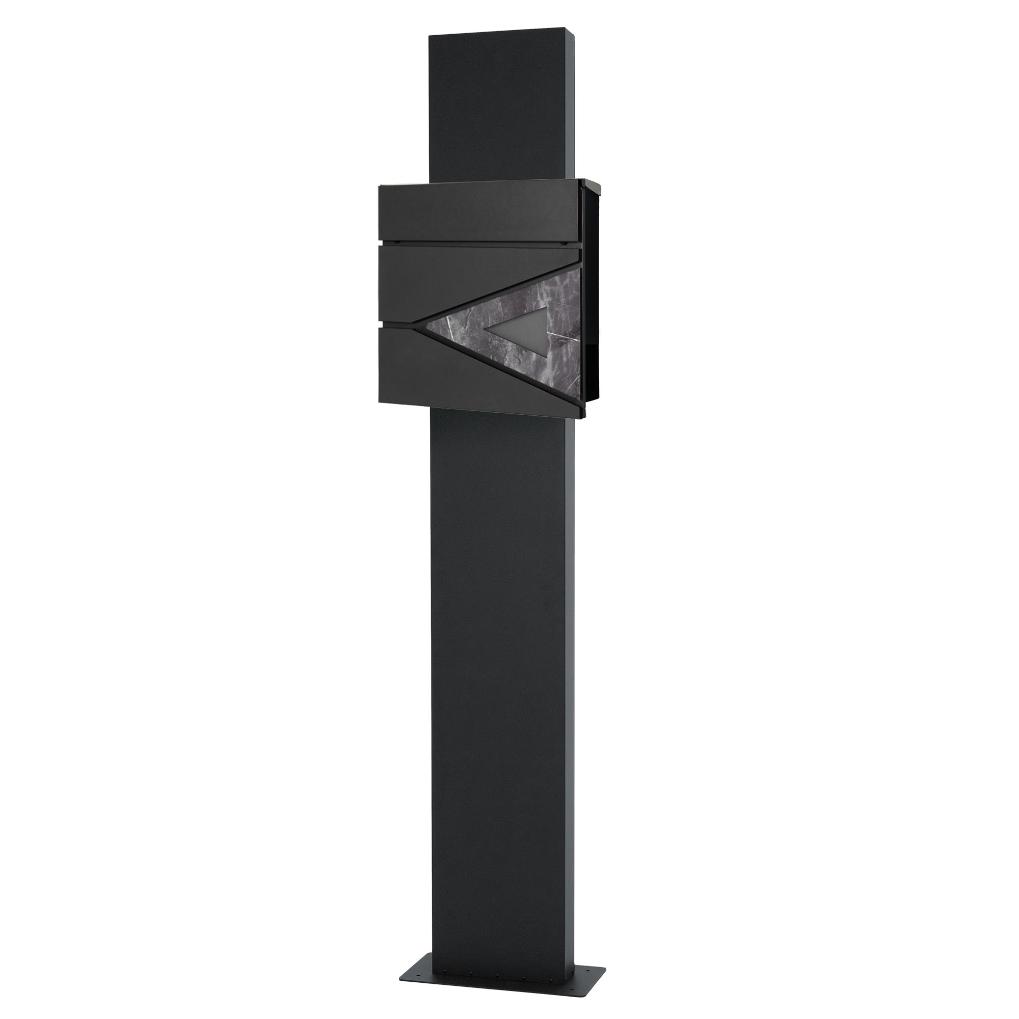 Buzón para cartas y periódicos 37x37 de acero antracita / negro + soporte