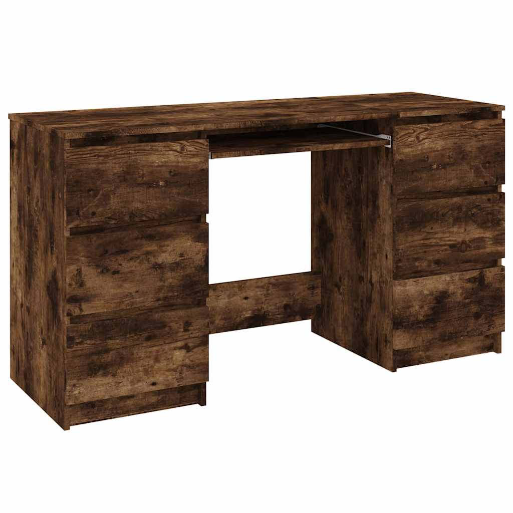vidaXL escritorio madera contrachapada roble ahumado 140x50x77 cm