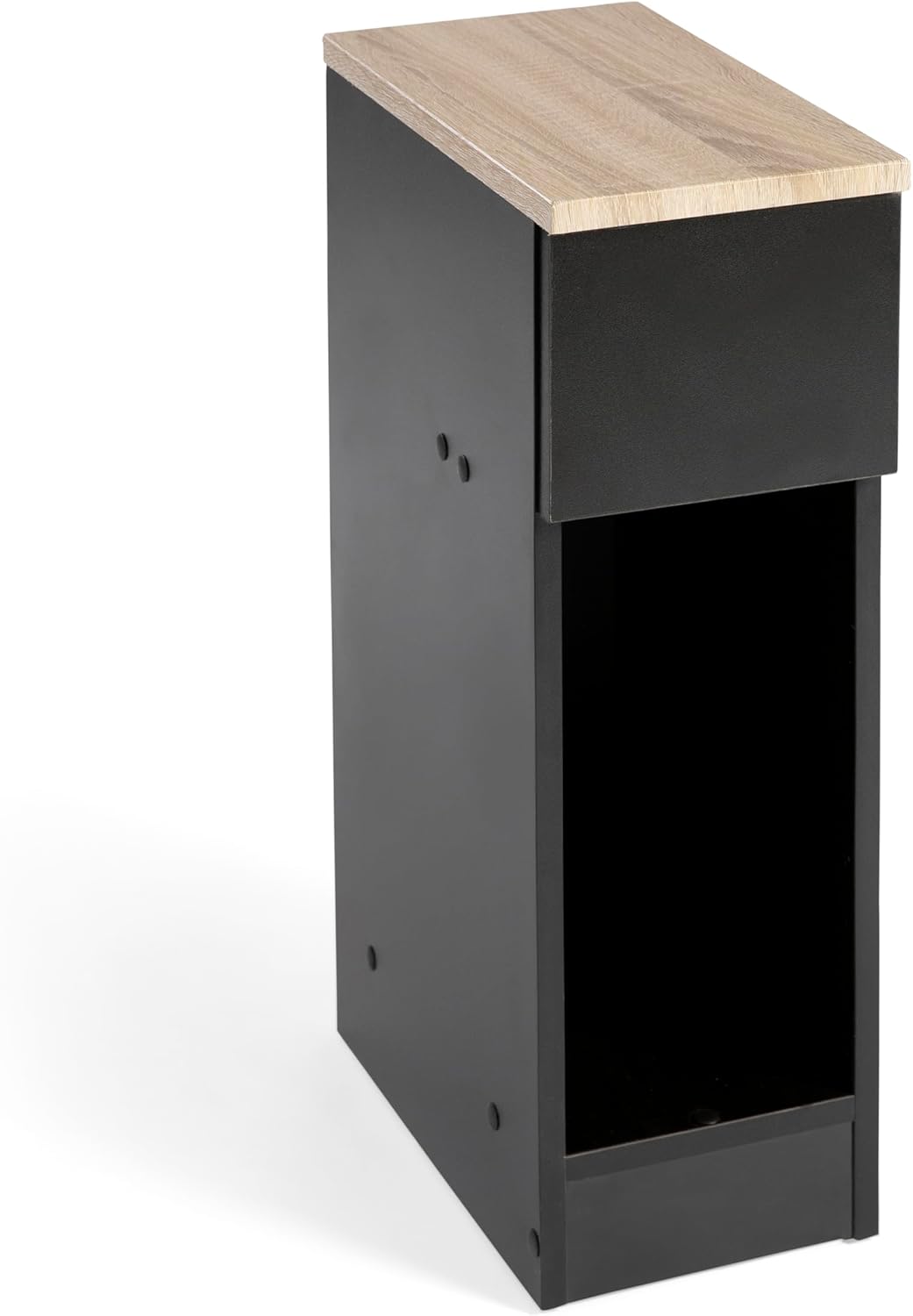 Dupi mesita de noche estrecha slim | 35 x 24 x 60 cm | negro / taupe