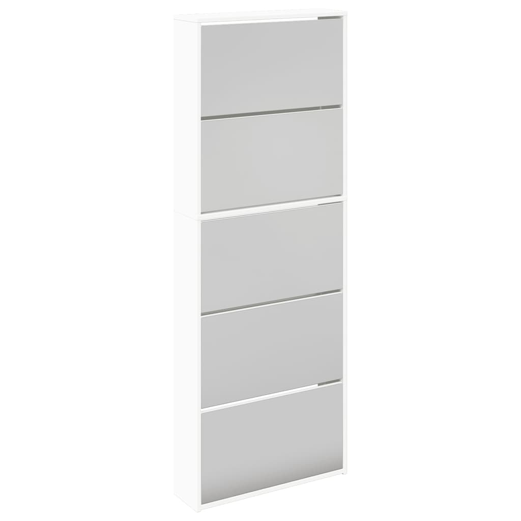 vidaXL zapatero 5 cajones con espejo blanco 63x17x169,5 cm