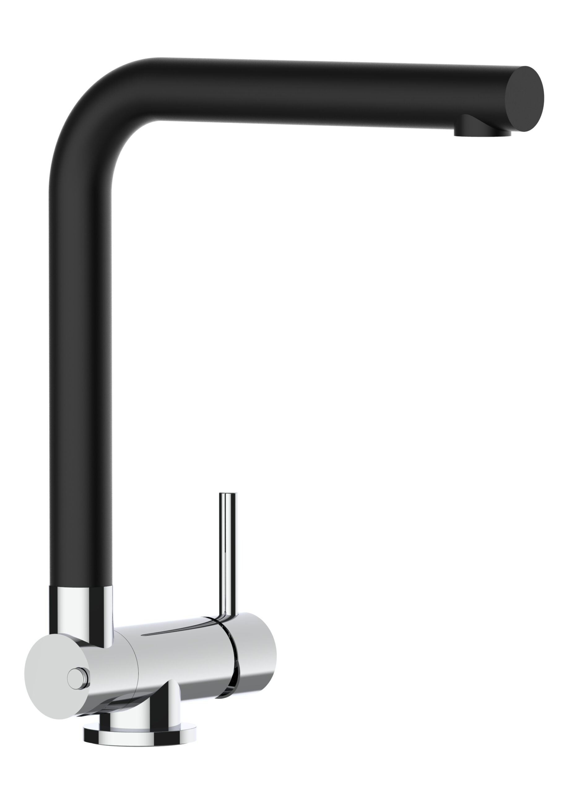 Grifo cocina abatible 4,5cm monomando cromado caño negro giratorio 360°