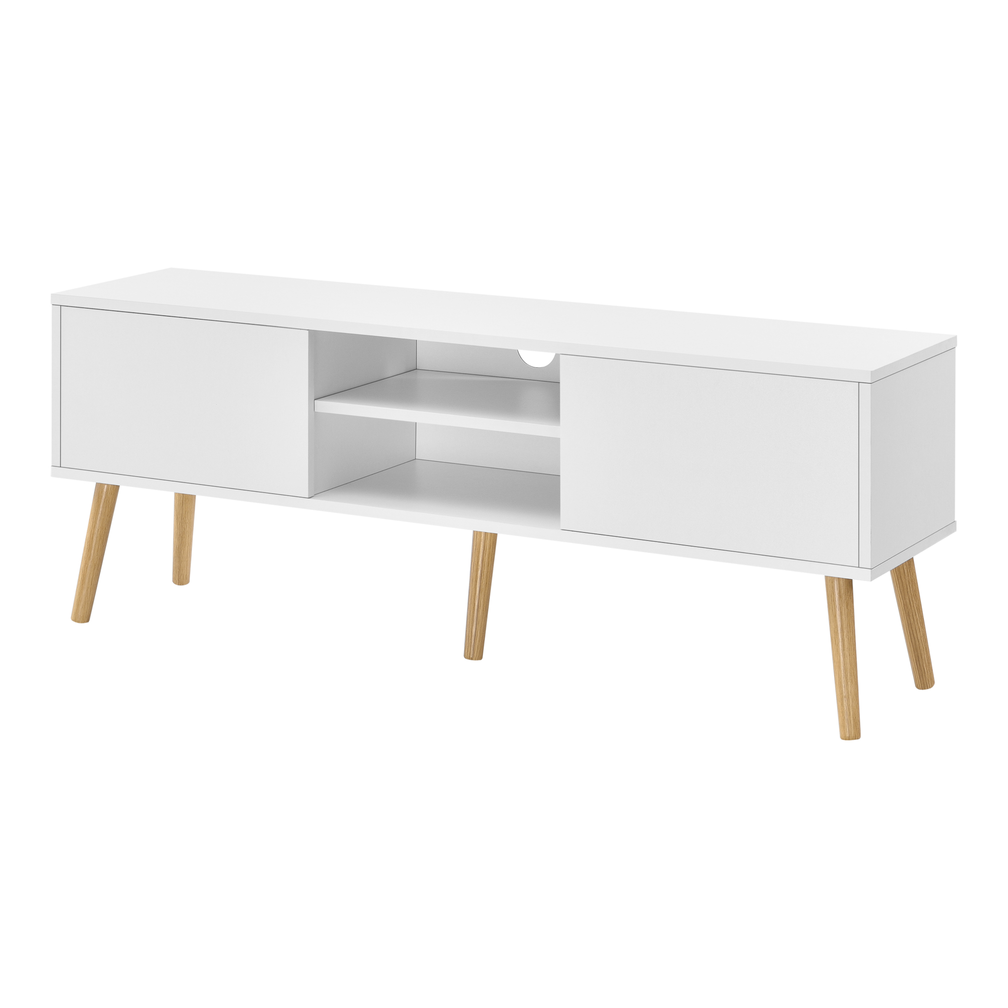 Mesa de tele eskilstuna 2 puertas 2 estantes aglomerado 120x30x47cm blanco