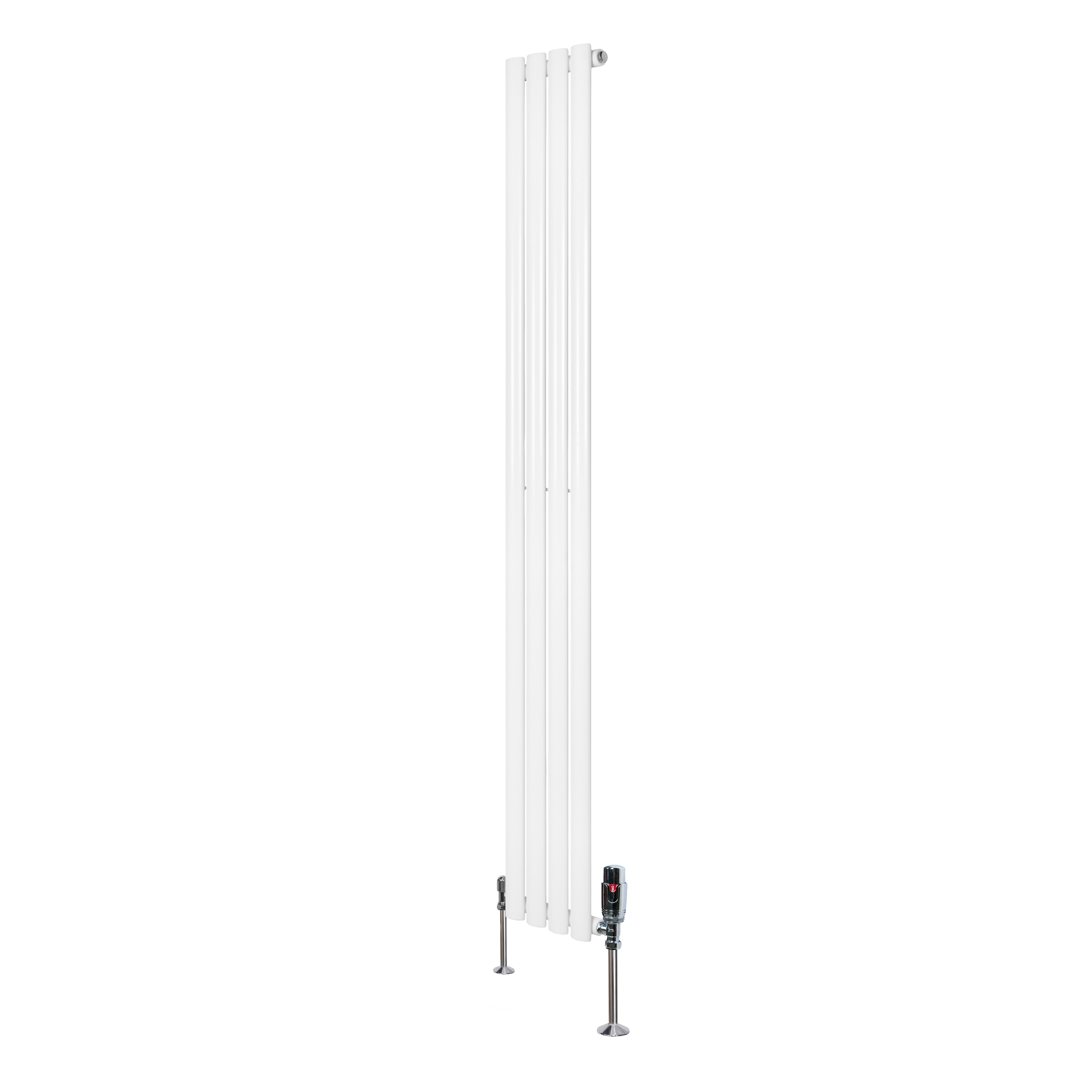Radiador de columna simple ovalado y válvulas – 1800 mm x 240 mm – blanco