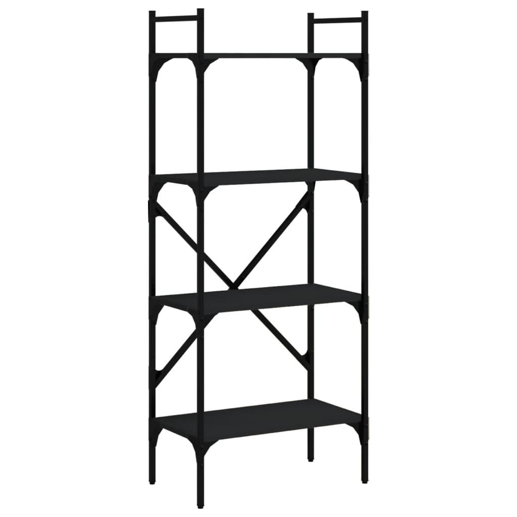 vidaXL librería de 4 estantes madera ingeniería negro 56x31,5x138,5 cm