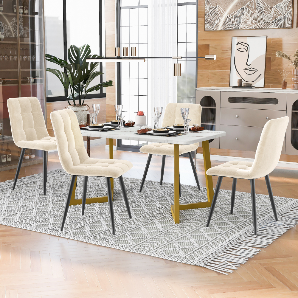Conjunto de mesa y sillas mdf beige para cocina y comedor con 4 sillas