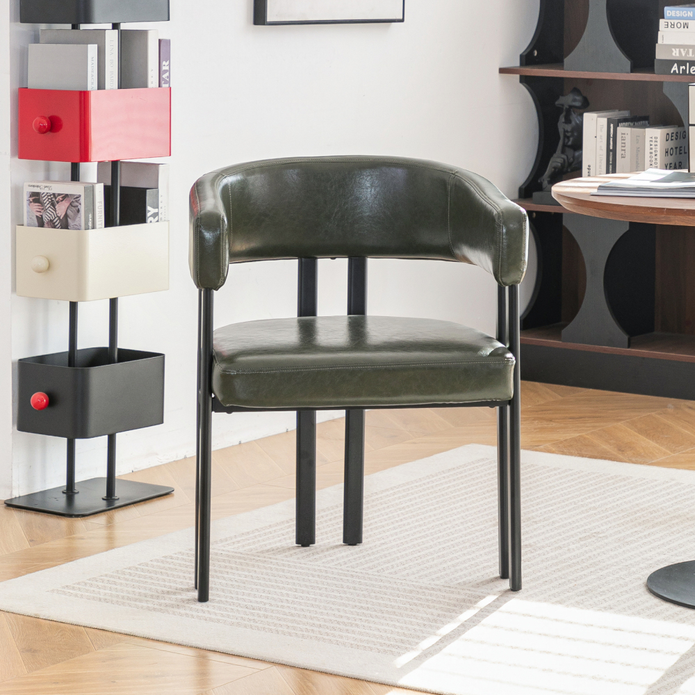 Silla de comedor piel sintética verde con reposabrazos 1 unidad