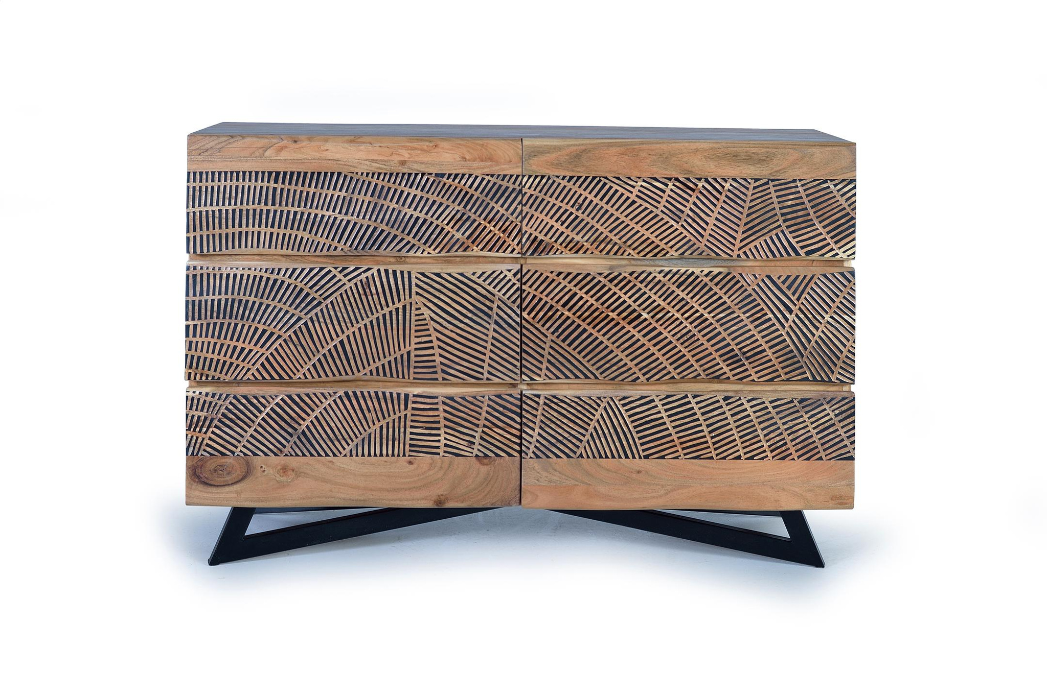 Cómoda yakarta de madera de acacia y metal en color natural 125 cm