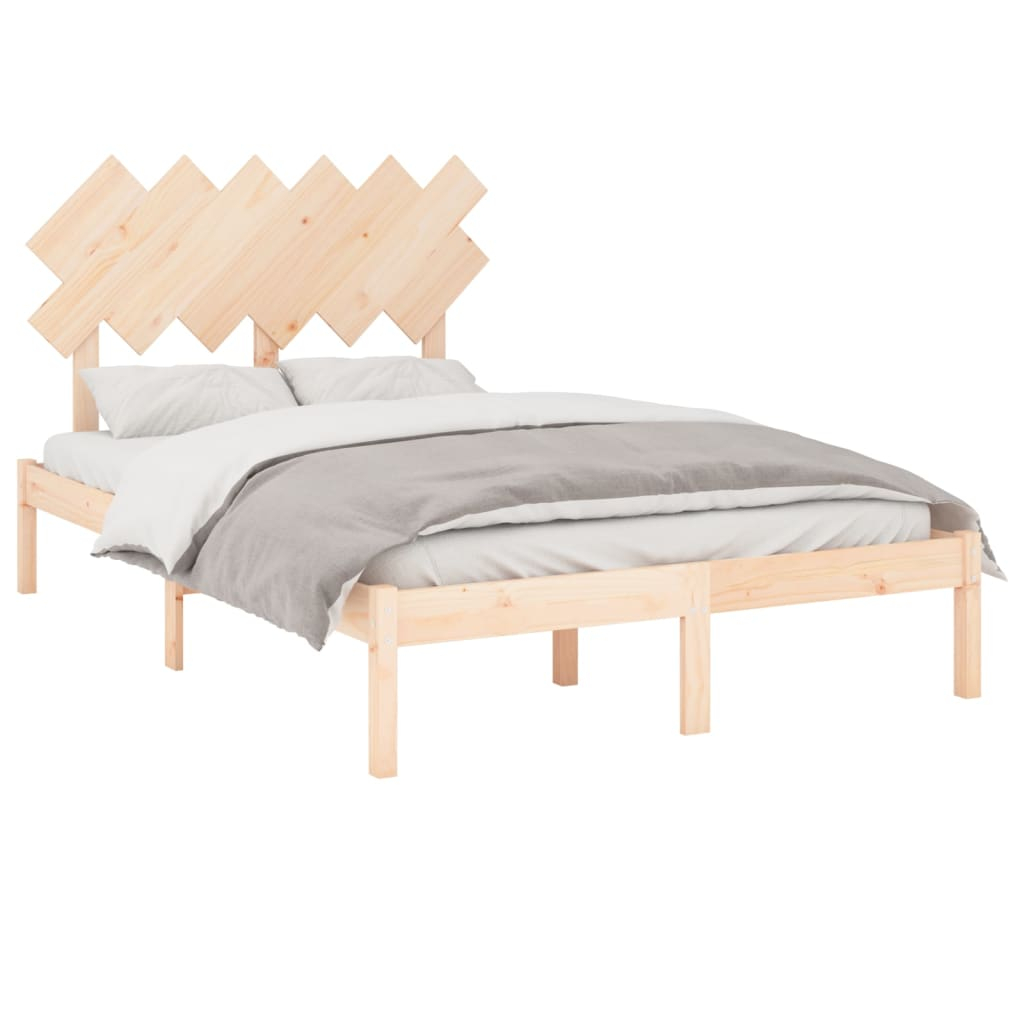 vidaXL estructura cama doble pequeña madera maciza 135x190 cm