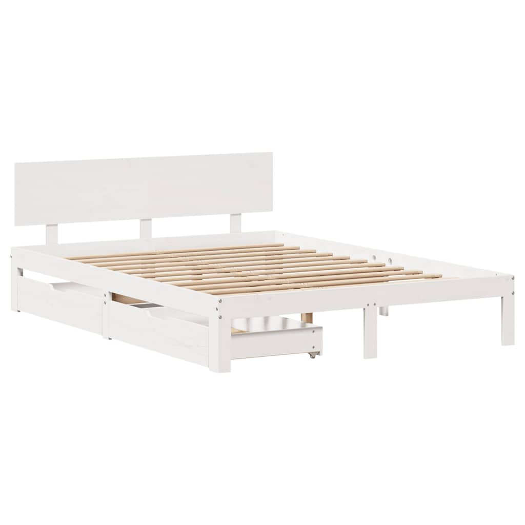vidaXL estructura de cama con cajones madera pino blanco 120x190 cm