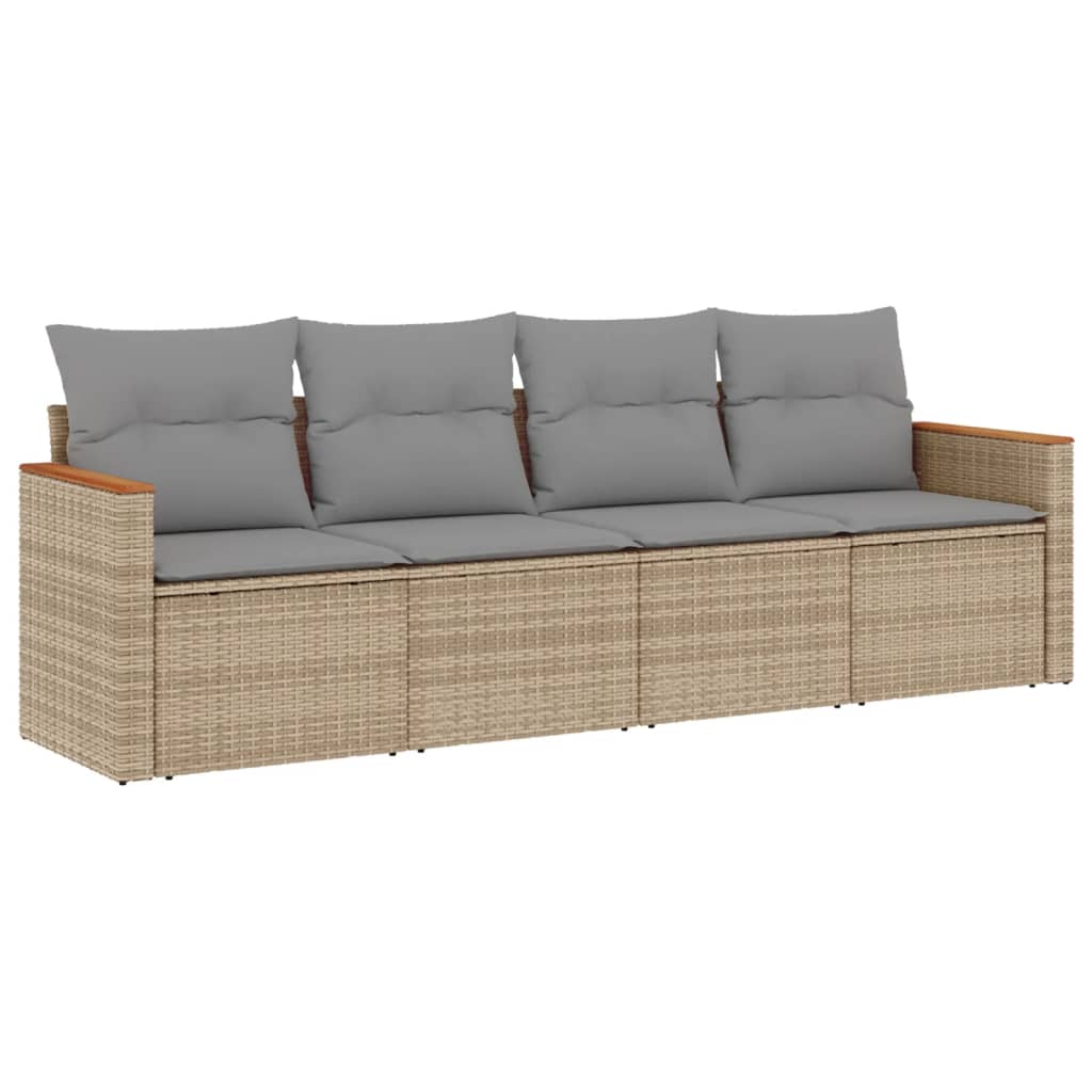 vidaXL juego de sofás jardín con cojines 4 pzas ratán sintético beige