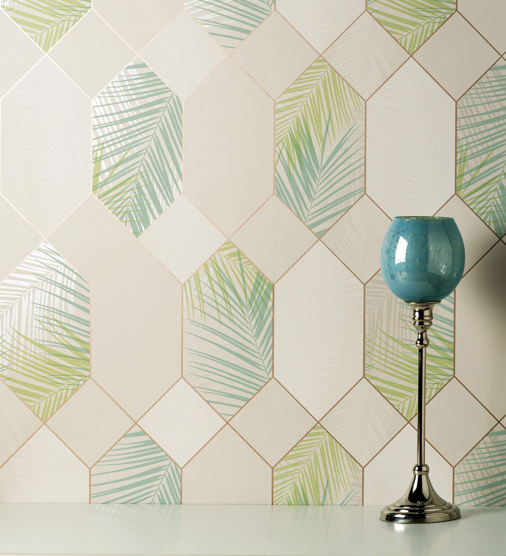 Papel pintado gaulan lavable geométrico panel hexagonal con hojas 5.23m²