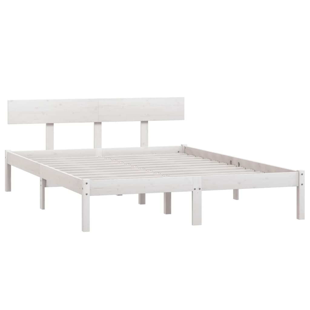 vidaXL estructura cama doble pequeña sin colchón madera maciza blanco