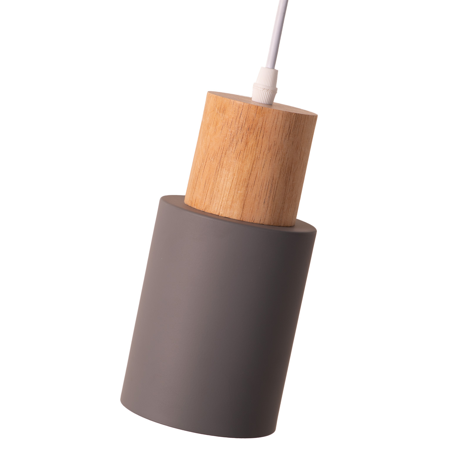Lámpara coLGante de metal gris y madera – escandinavo y moderno E27