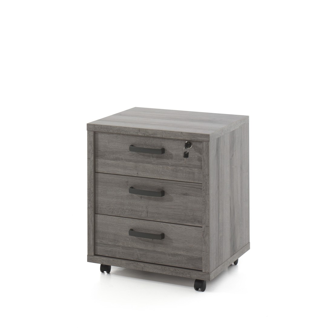 Cajonera de escritorio 3 cajones color roble sherman gris | colección soon