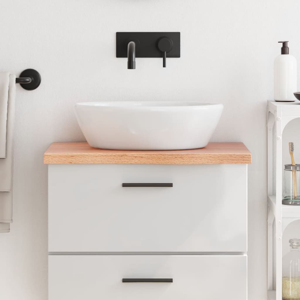 Encimera baño madera maciza tratada marrón claro 60x30x(2-4) cm eerf4204