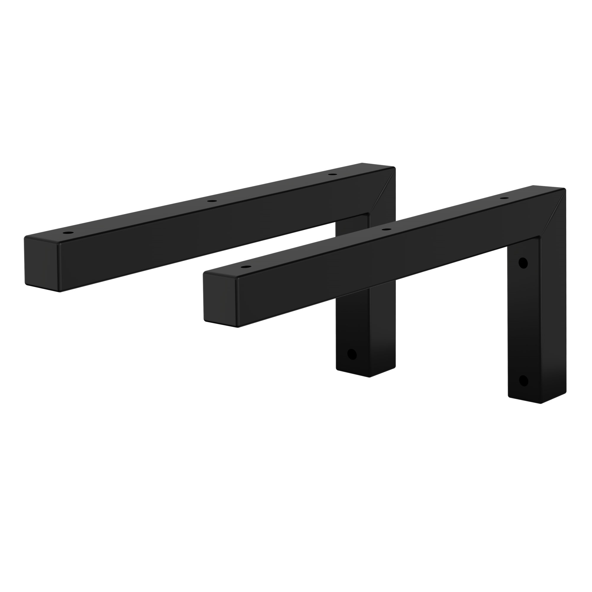 Set 2x soporte angular l de pared 300 x 150 mm negro acero