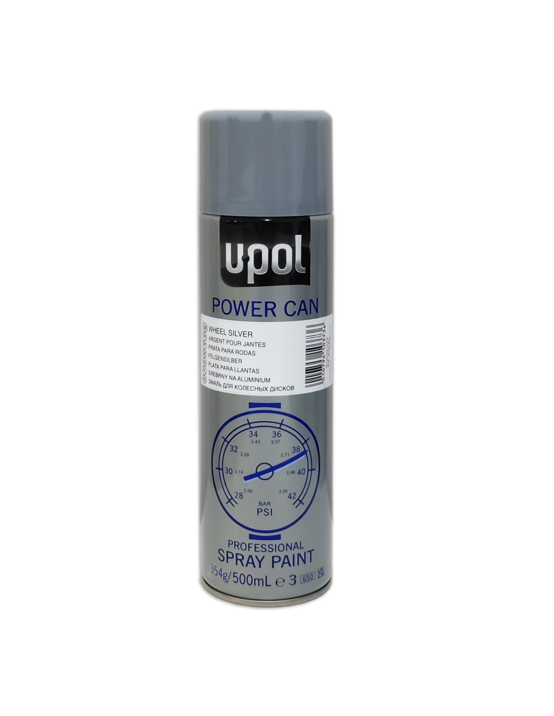 Spray u-pol power can pcas plata llantas 500 ml