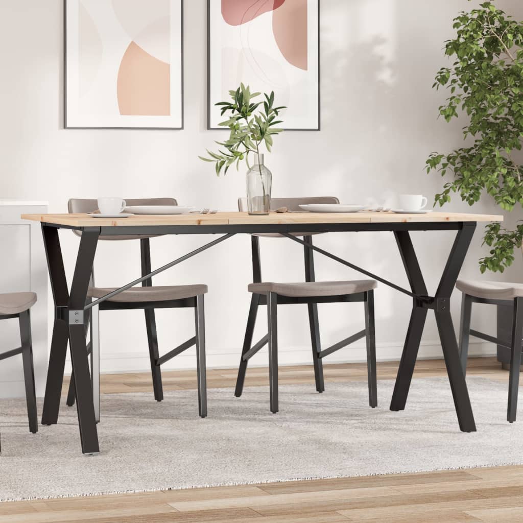 Mesa de comedor marco y madera maciza pino y acero 140x80x75cm oif104577