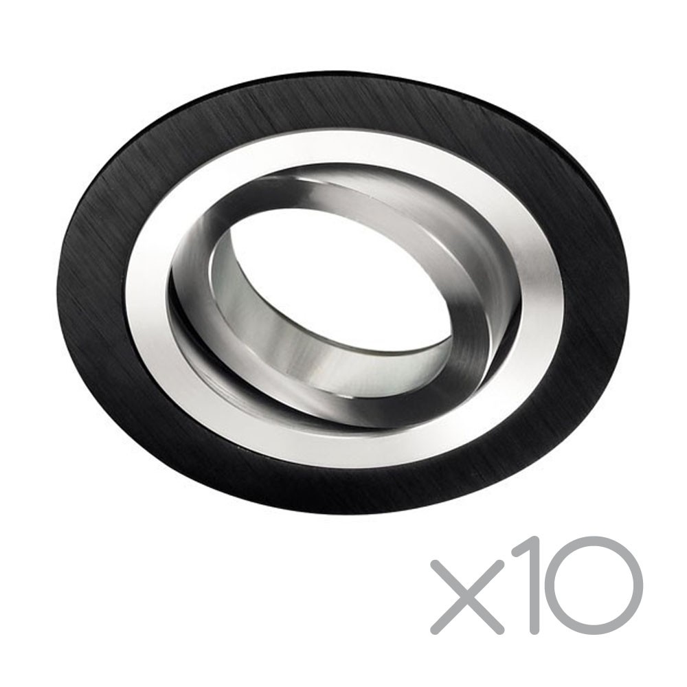 Pack 10 empotrable orientable classic redondo negro y aluminio wonderlamp