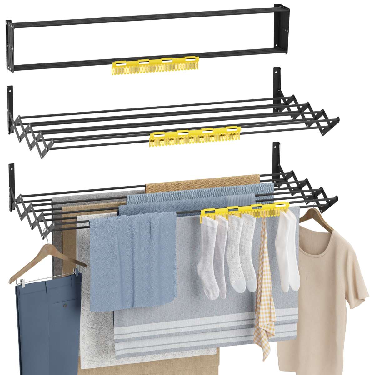Newlux tendedero plegable pared wall v100 10,5m negro