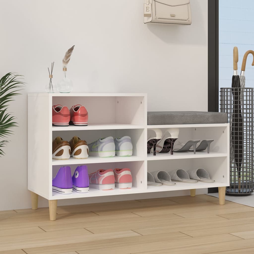 Mueble zapatero madera contrachapada blanco 102x36x60 cm esxt4016