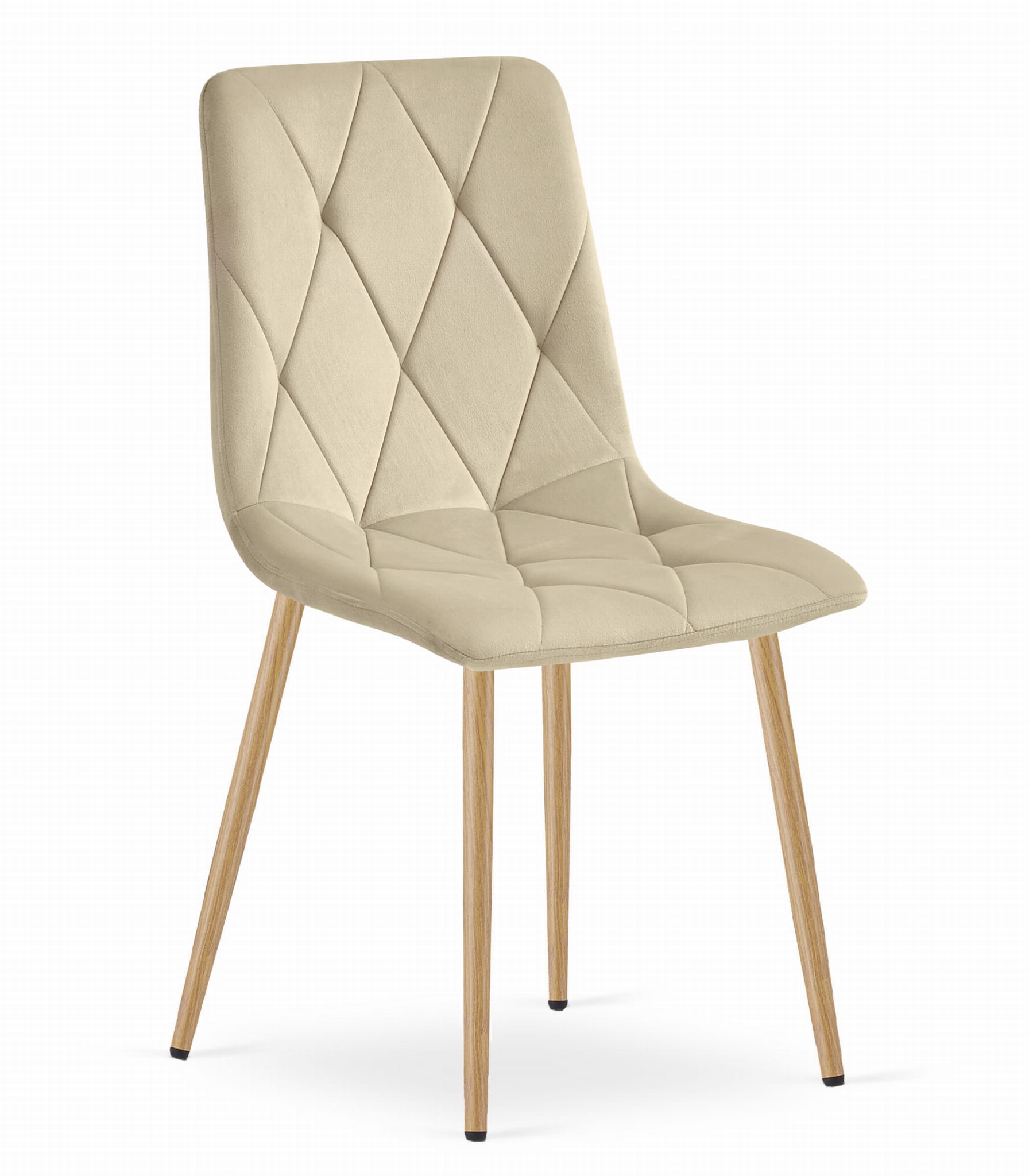 Silla valora tyra, terciopelo beige claro, patas color madera
