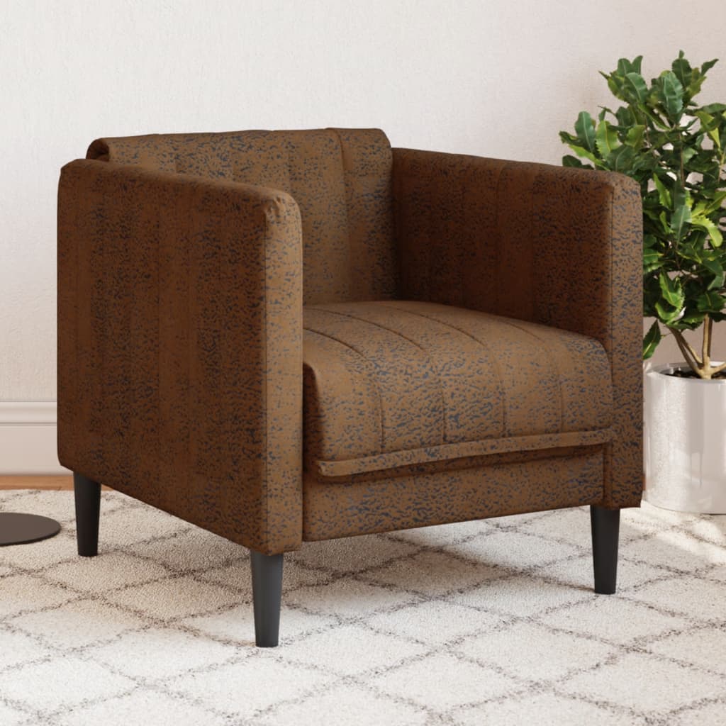 Sillón de cuero sintético de ante marrón qweo3936