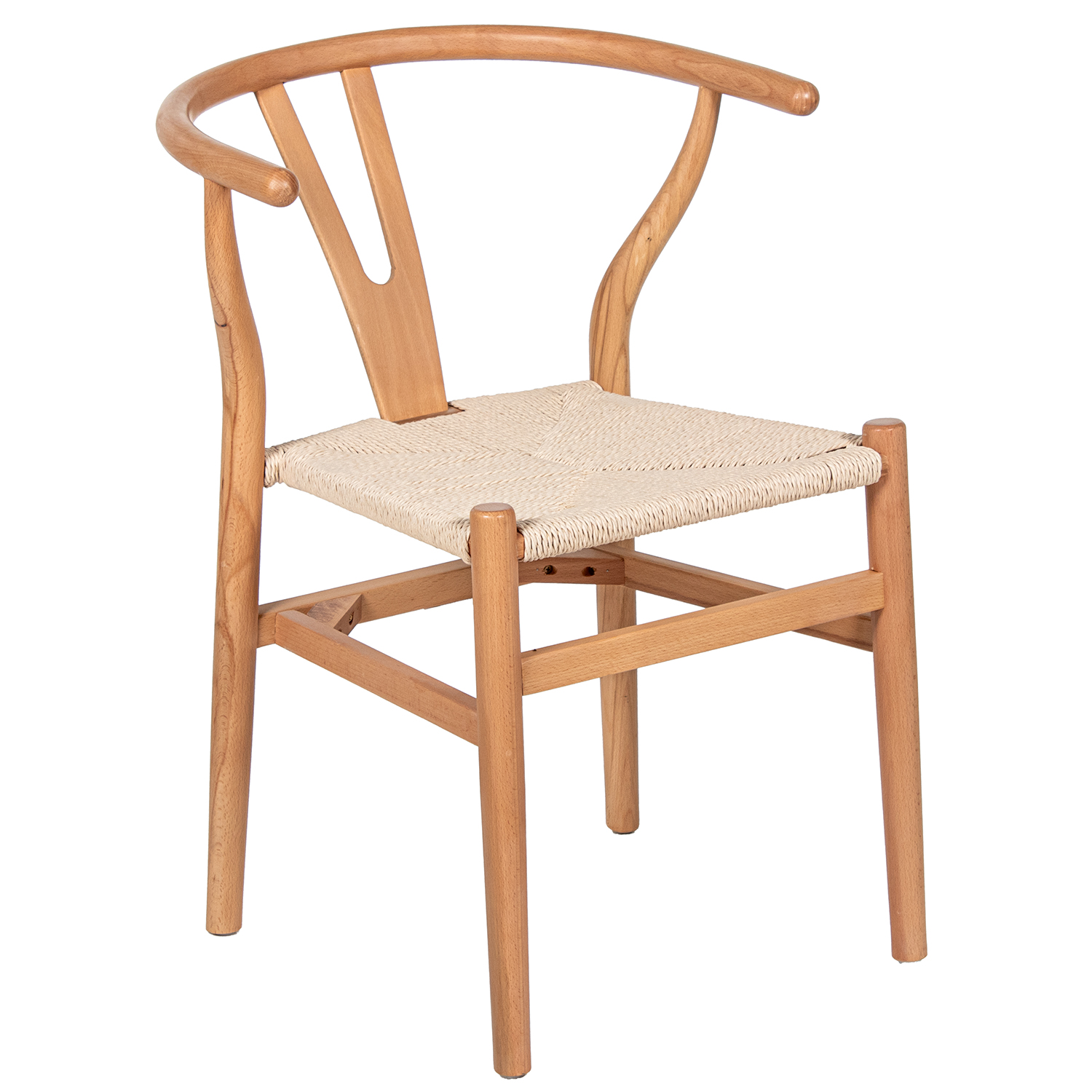 Silla con brazos madera haya natural asiento de cuerda