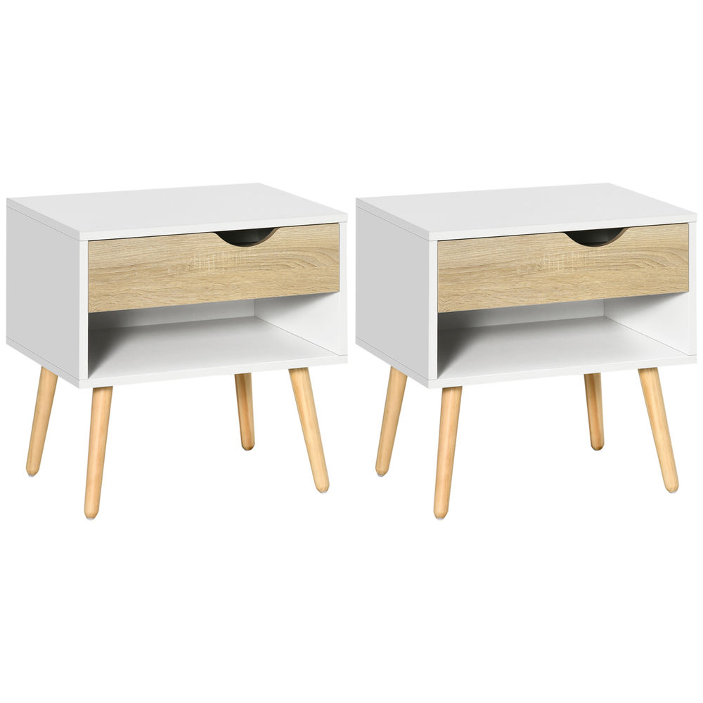 Mesitas de noche 50x39x51 cm bicolor Homcom, hogar - muebles de dormitorio
