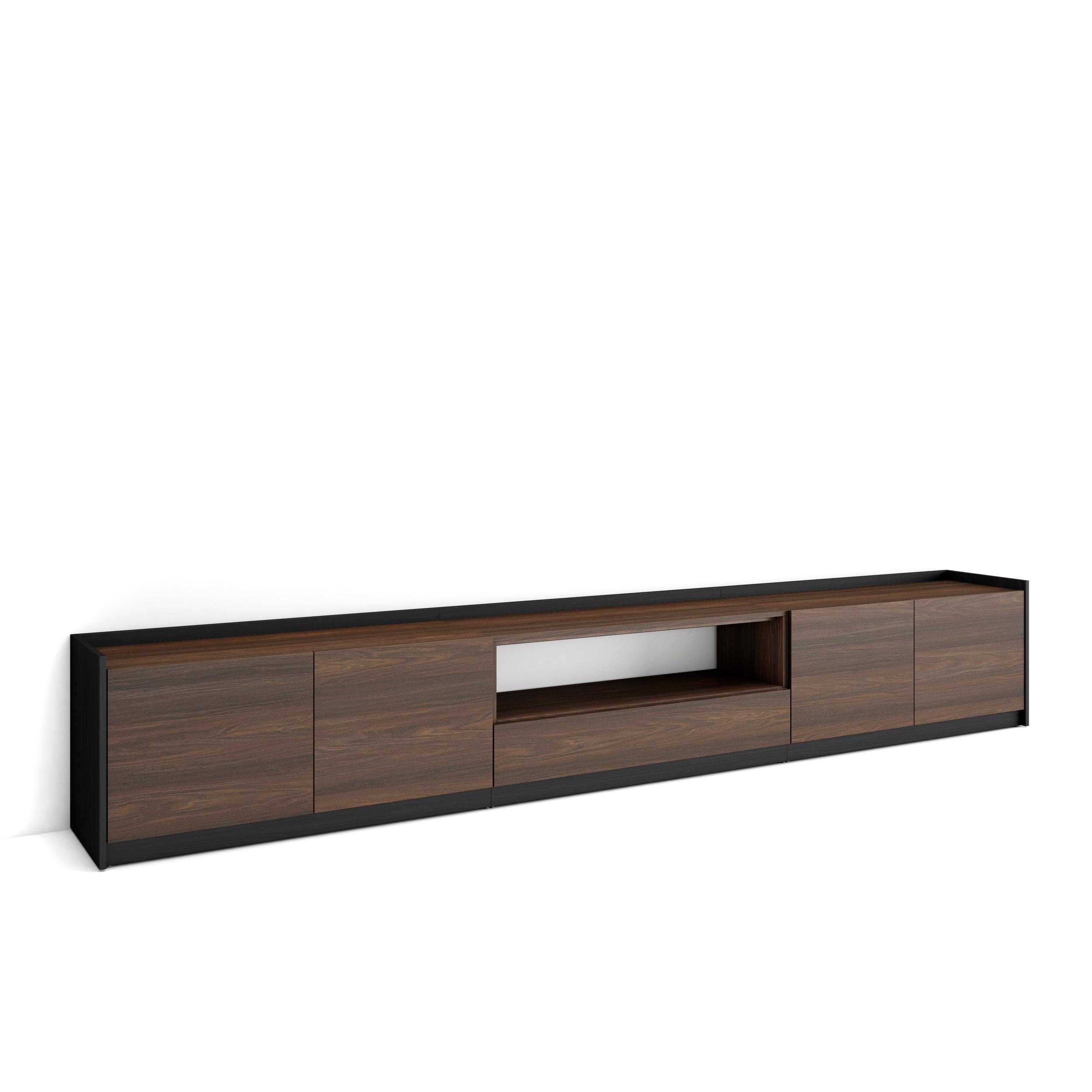 Mueble tv, 310x50x37cm, roble oscuro y negro rf4302